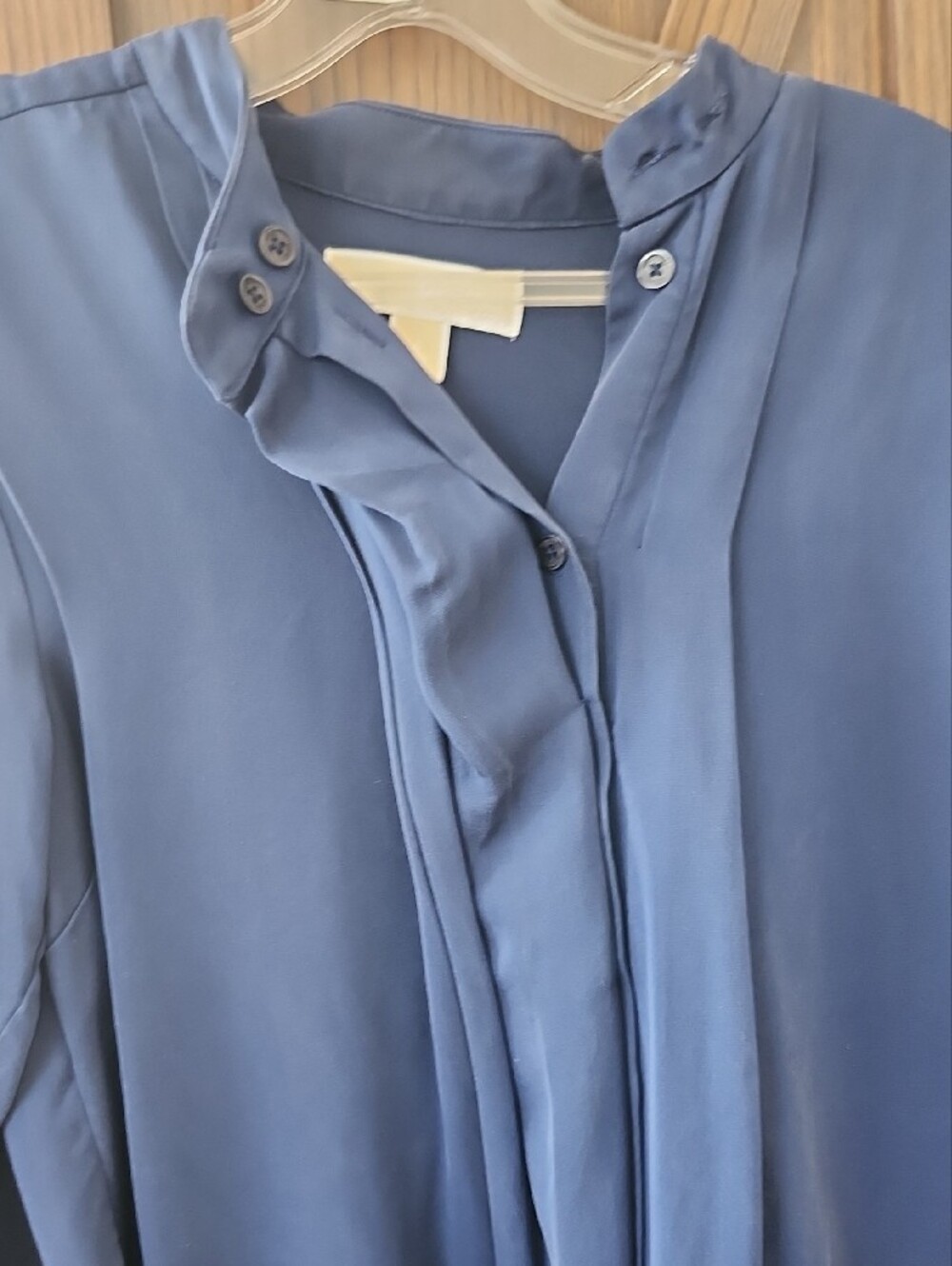 Michael Kors Slate Blue Long-Sleeve Shirt Dress with Removable Brown Belt - Picture 7 of 8